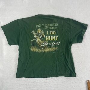 Buck Wear T-Shirt Womens XL‎ Green Hunt Like a Girl Graphic Hunting Outdoors Tee
